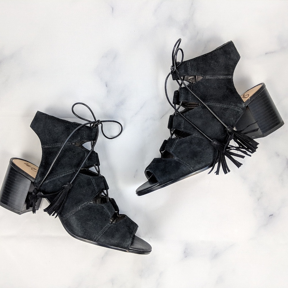 NWT Sam Edelman Suede Open-toe Block Heels